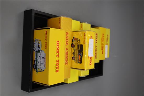Eight Dinky Toys Atlas Editions models of French trucks, 25V, 25L, 25R, 25JJ, 32AB, 32AN, 32CB and 33C